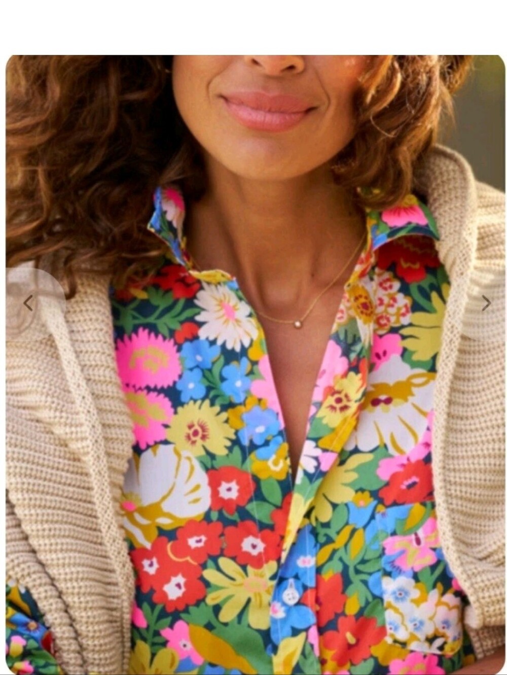 Frank & Eileen Floral multicolored button up shirt size M - Picture 2 of 9